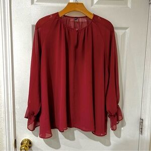 Uniqlo - Elegant Burgundy Chiffon Blouse
